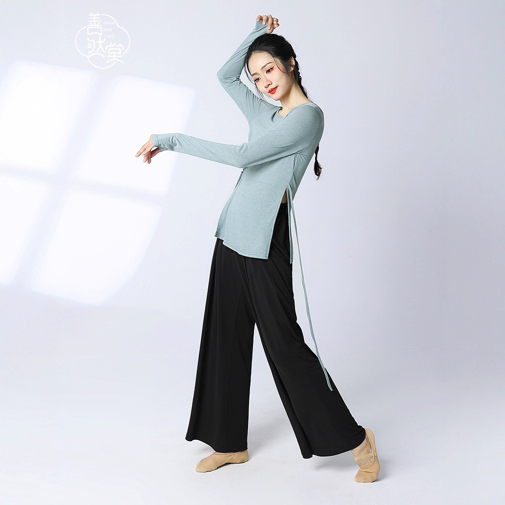 善然堂2025夏新款现代舞练功服宽松上衣女艺考开叉古典舞舞蹈套装