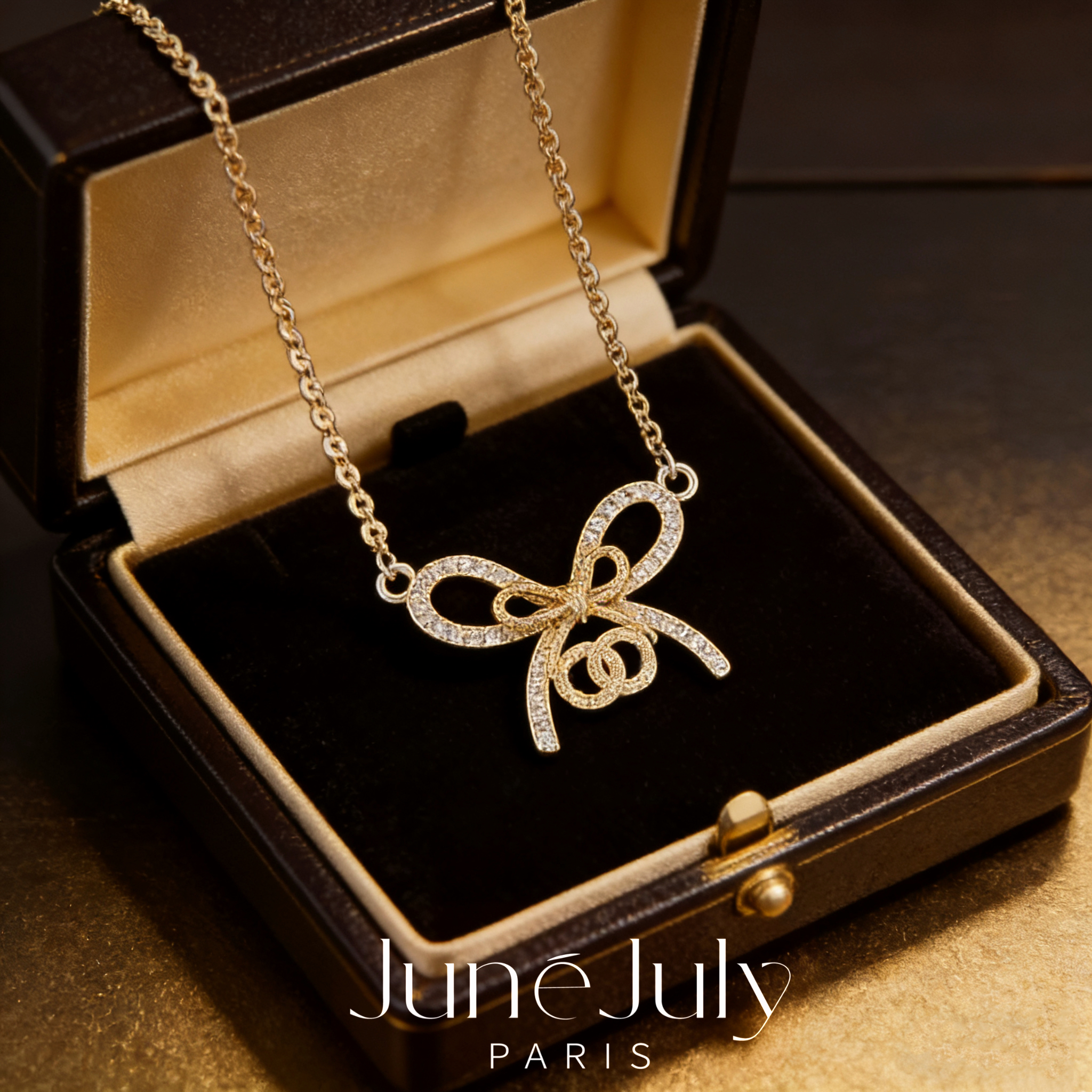 铜合金项链 JuneJuly 千金风高级感项链1206蝴蝶结