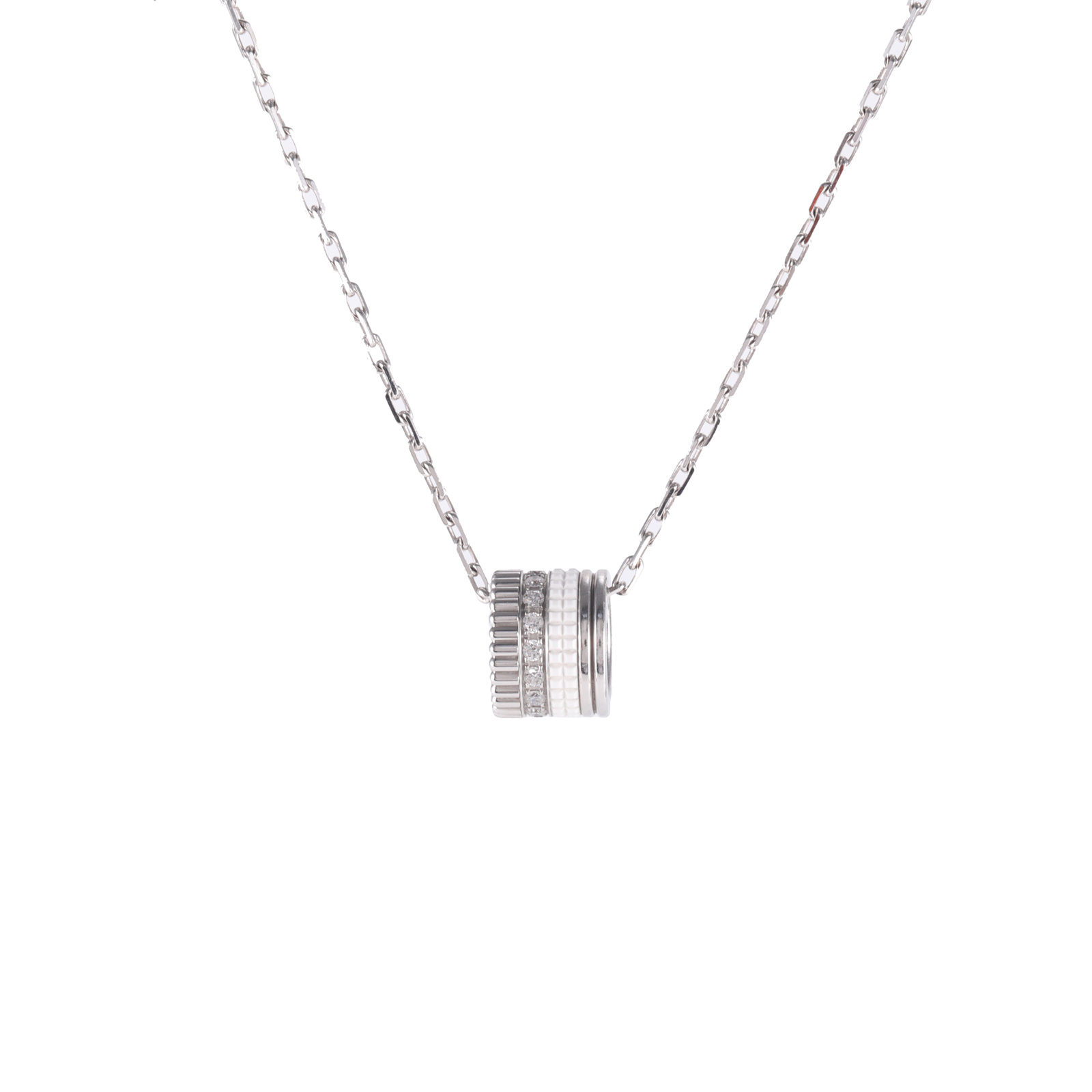 99新 Boucheron/宝诗龙 小花6欢 钻石 白金 Quatre White吊坠项链