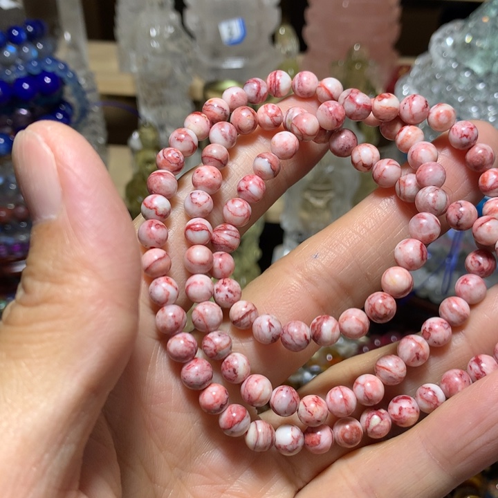 天然辰砂6mm三圈手链