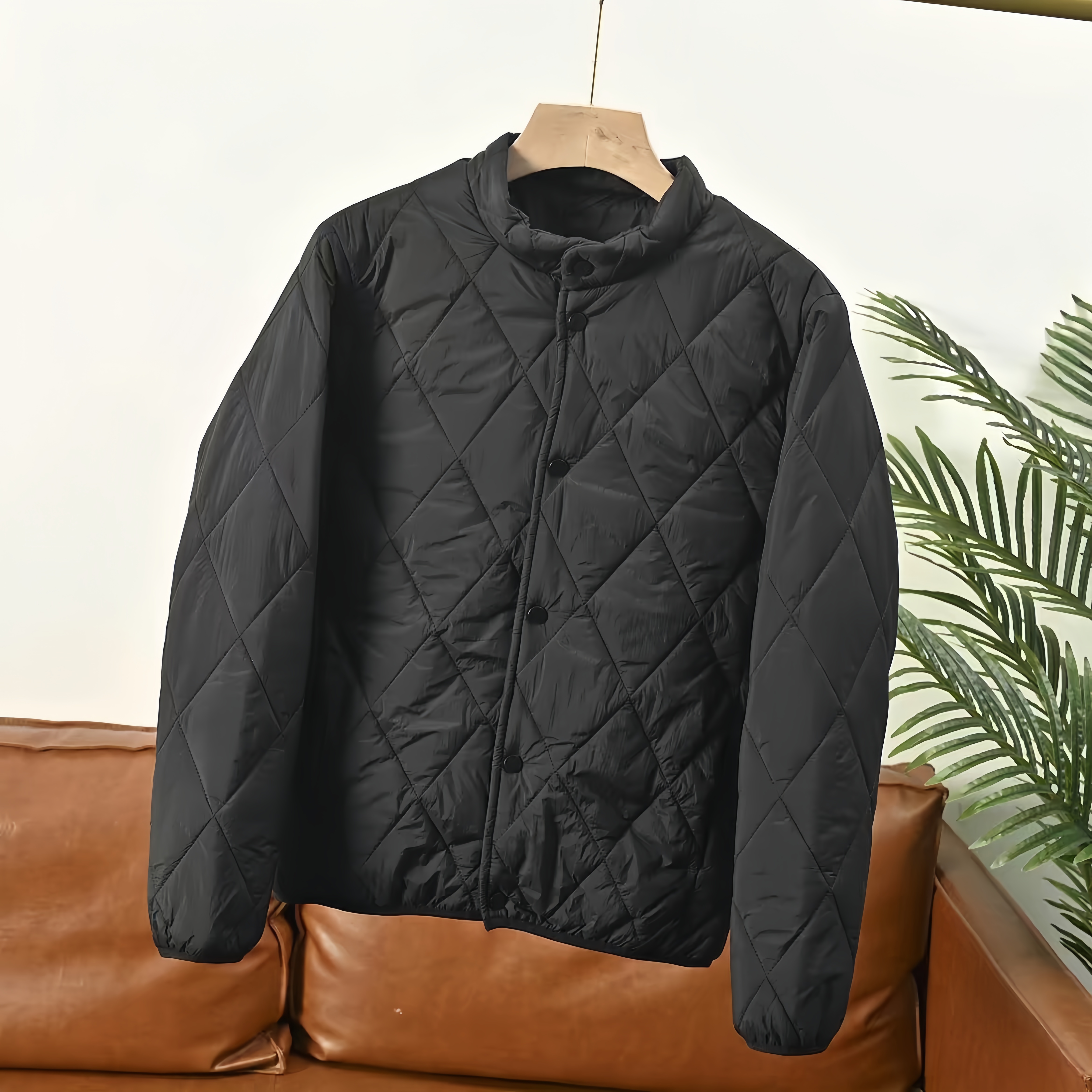 2025新款纯色立领保暖水洗棉服轻薄棉衣潮流男士爆款百搭棉袄秋冬