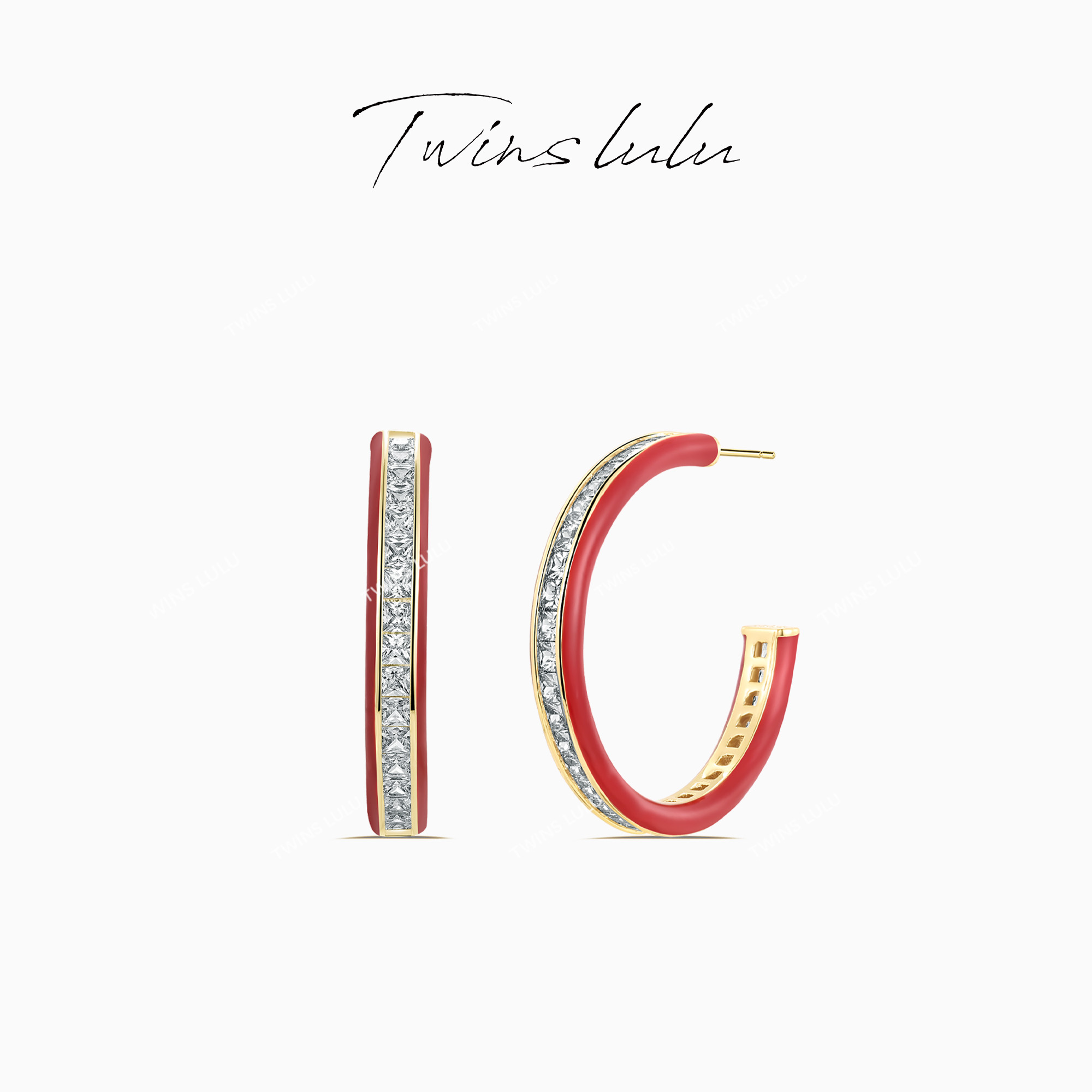 TWINS LULU 镀k金 【法式罗圈】轻奢圈圈蛇年红色耳环TSL1358