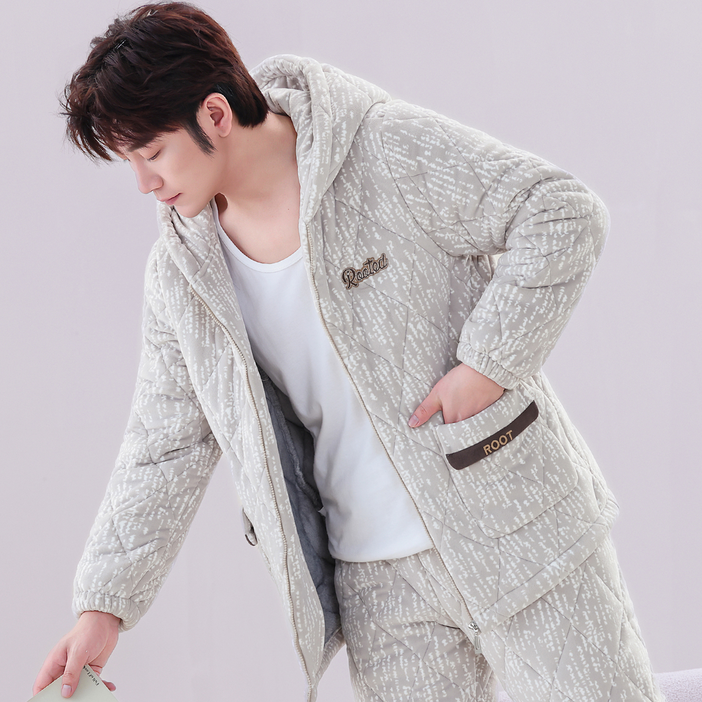 2025新款男士睡衣冬季珊瑚绒加厚加绒保暖夹棉大码秋冬家居服套装