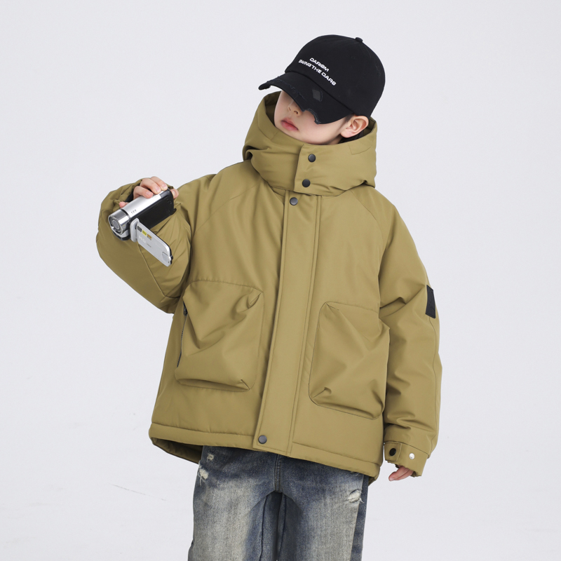 男童冬季三防免洗羽绒服2024新款儿童工装厚外套