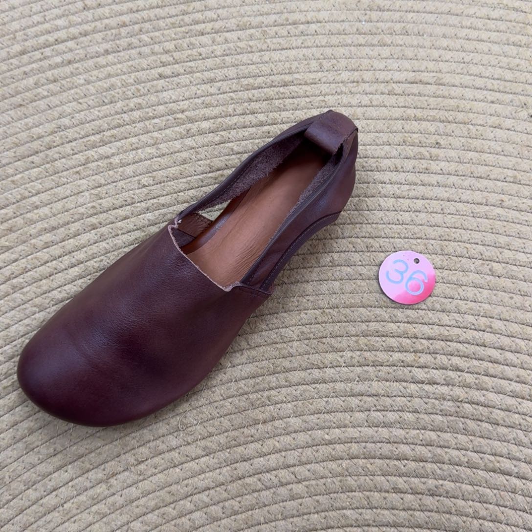 懒人鞋真皮镂空鞋