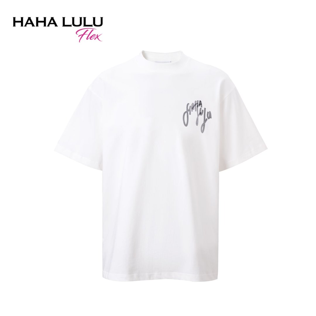 HAHALULU 25SS轻奢感人手绘logoT恤廓形百搭男女同款短袖 HL052