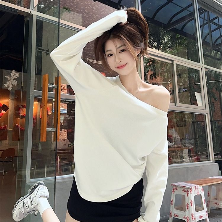 孕妇打底衫秋季上衣长袖时尚宽松斜肩外穿秋装显瘦春秋孕妇上衣