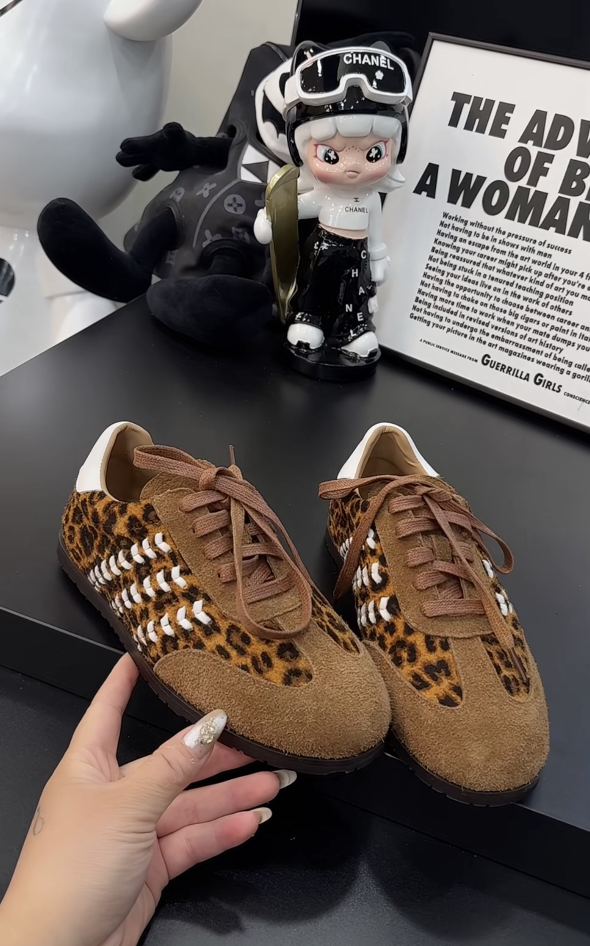 系带豹纹德训鞋时尚休闲鞋潮鞋单鞋