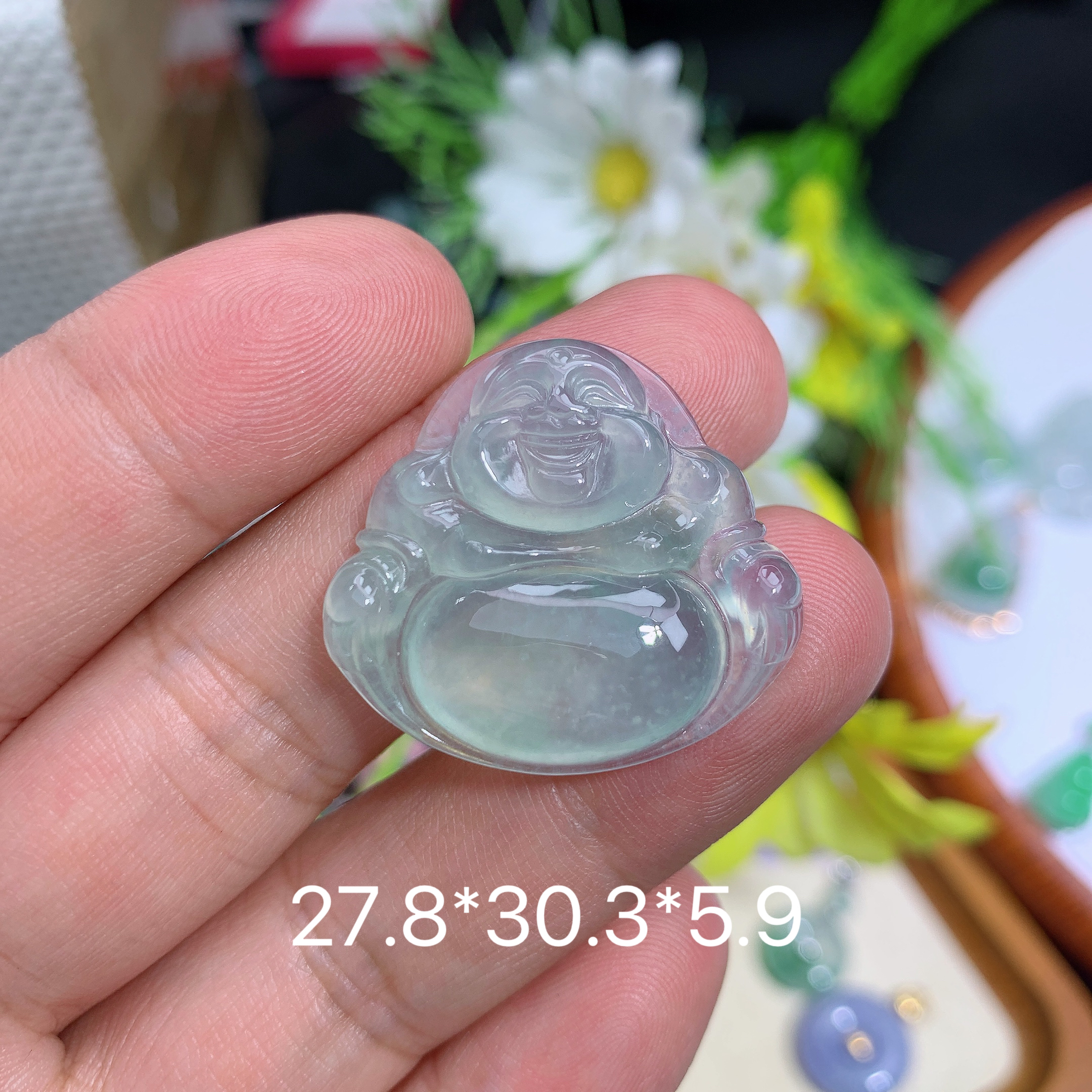 天然缅甸翡翠A货晴水绿佛公刘吊坠种老水足气质百搭精雕精美百