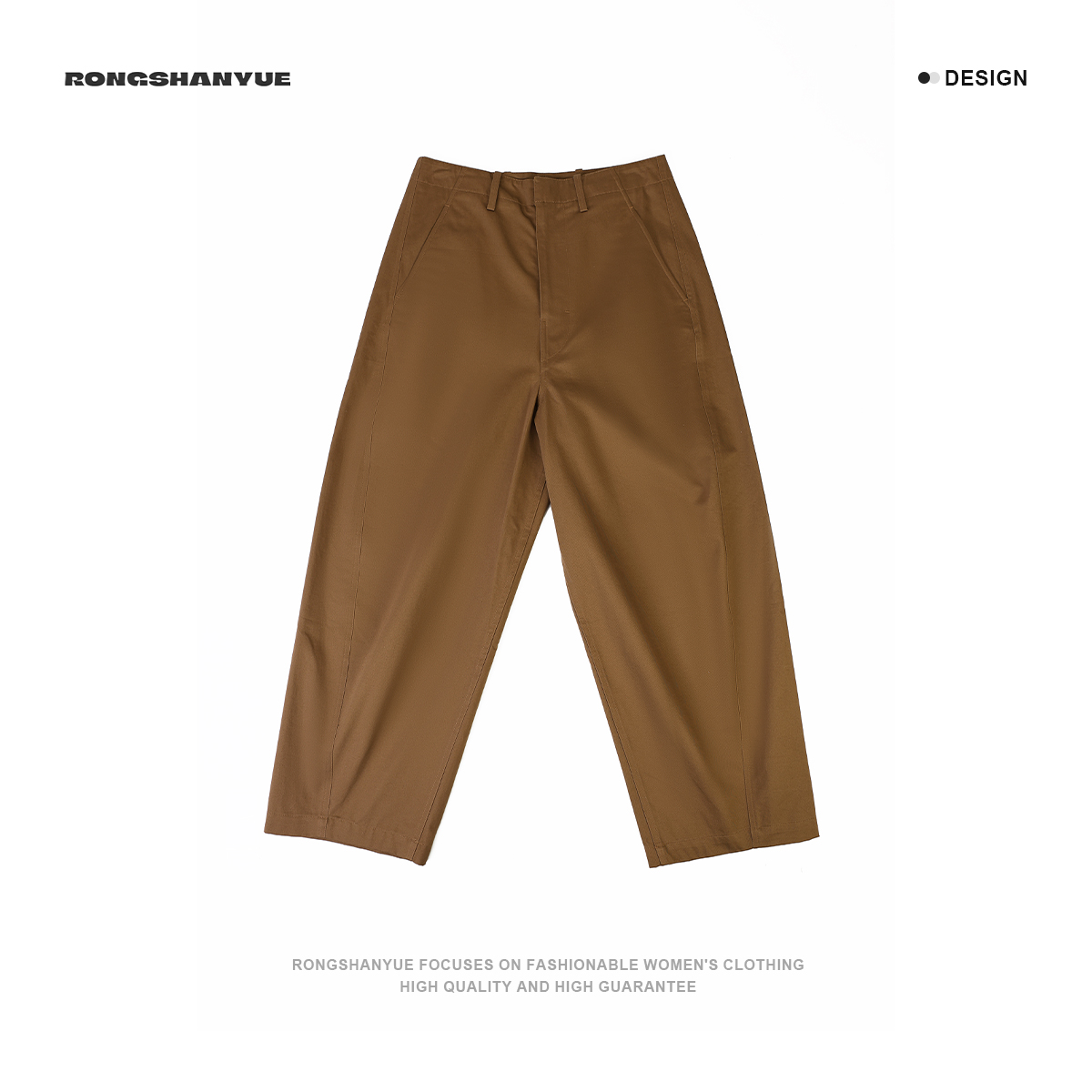 Rongshanyue百搭松紧腰宽松八分阔腿裤休闲显瘦2024裤子女5115