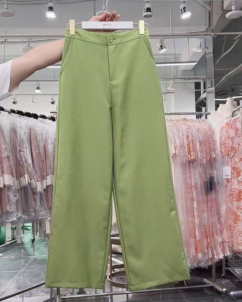 【AS•原创设计】 NN3127新款时尚休闲裤气质高腰百搭绿色