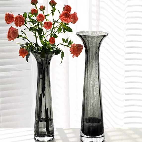 简约一支花玻璃花瓶透明水培花器餐桌台面现代单支绣球蝴蝶兰百合