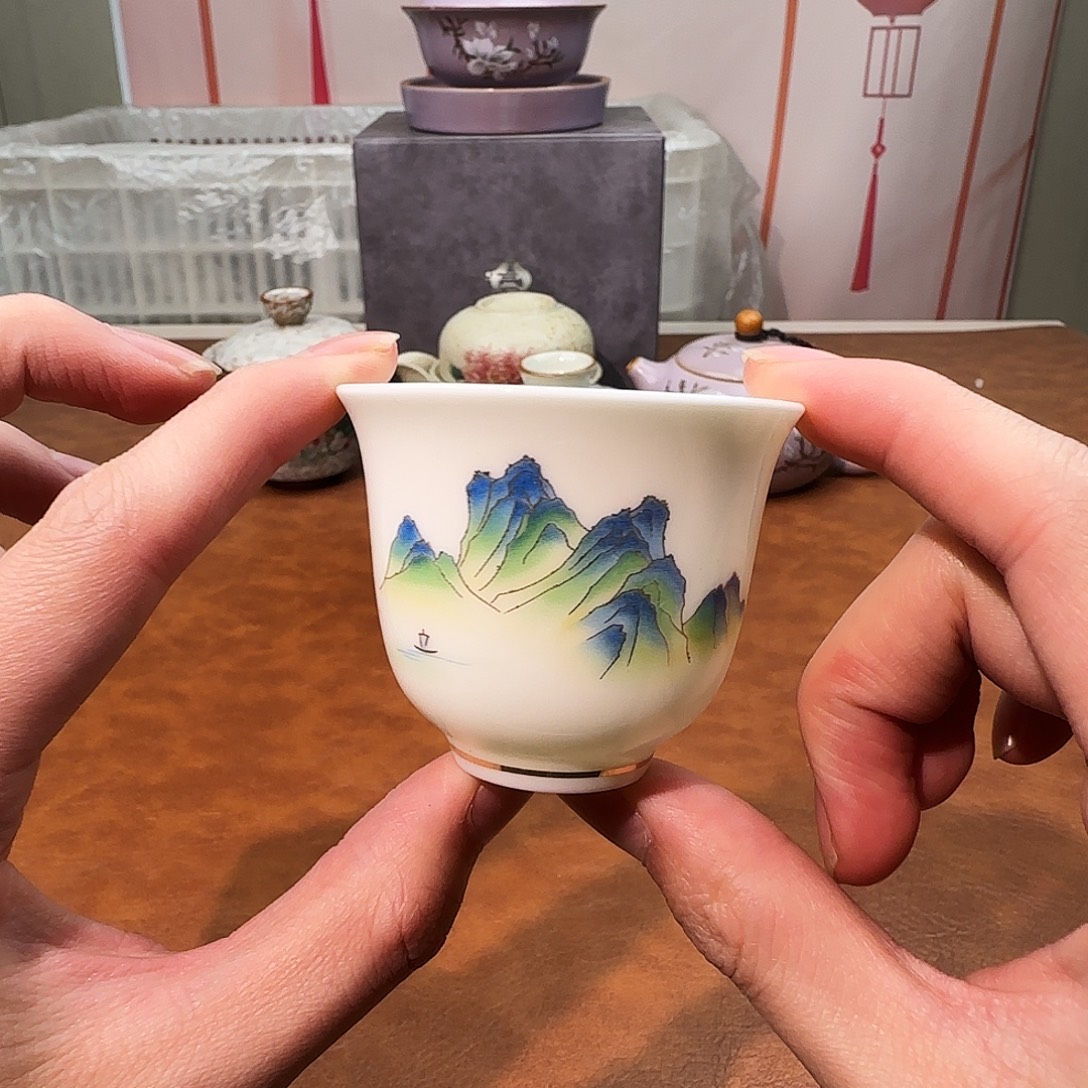 初颜茶器闪购商品链接山水杯白瓷