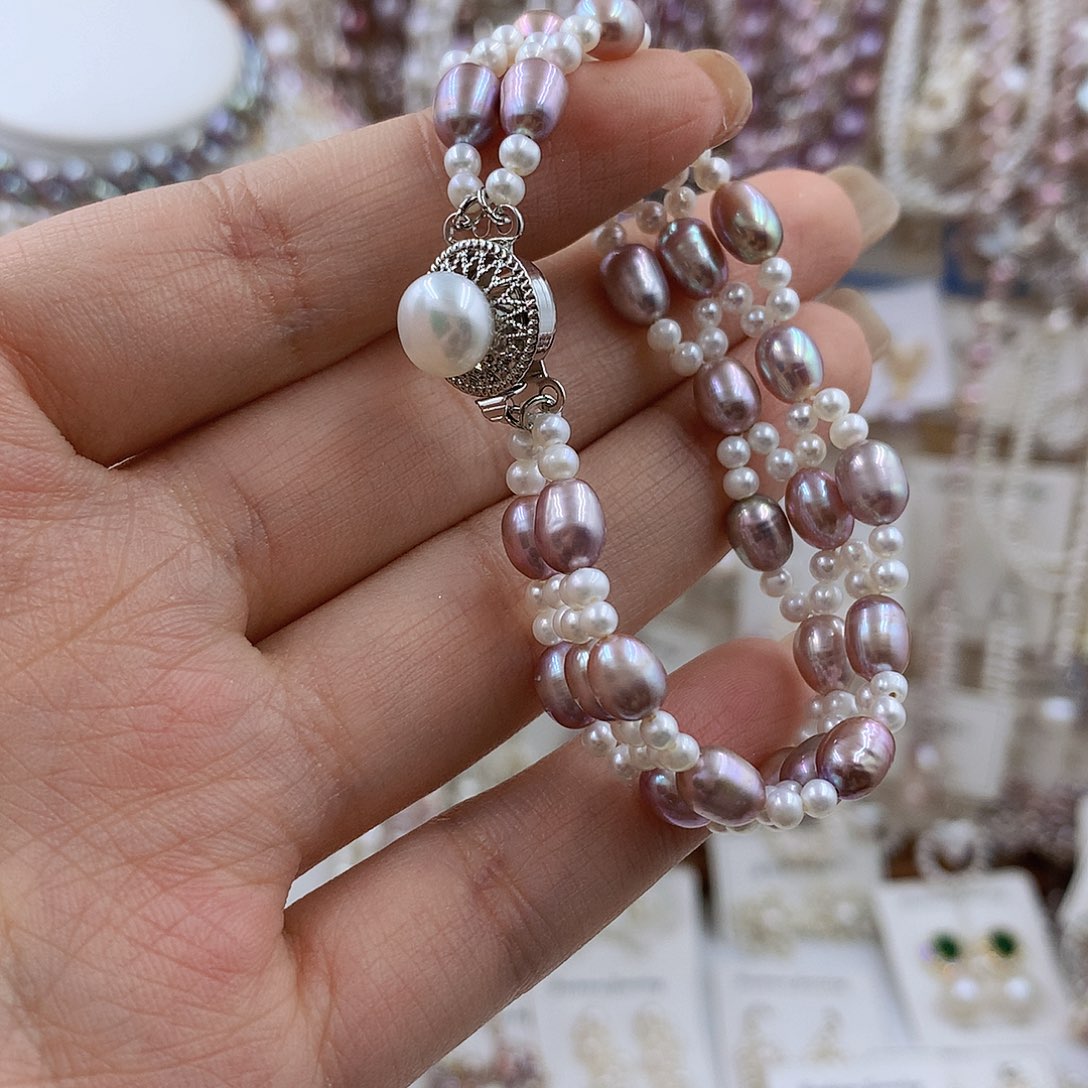 项链银S925镶嵌淡水珍珠