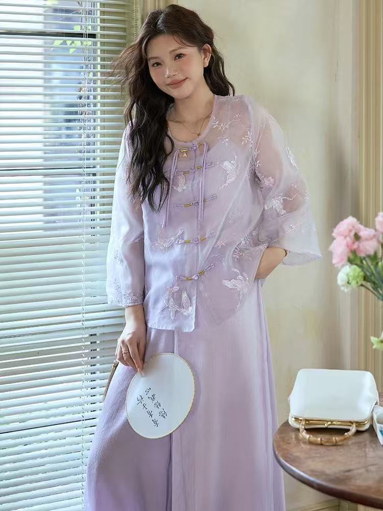 [101-199套装在这里]橙子大码胖妹妹新中式显瘦高级穿搭国风套装