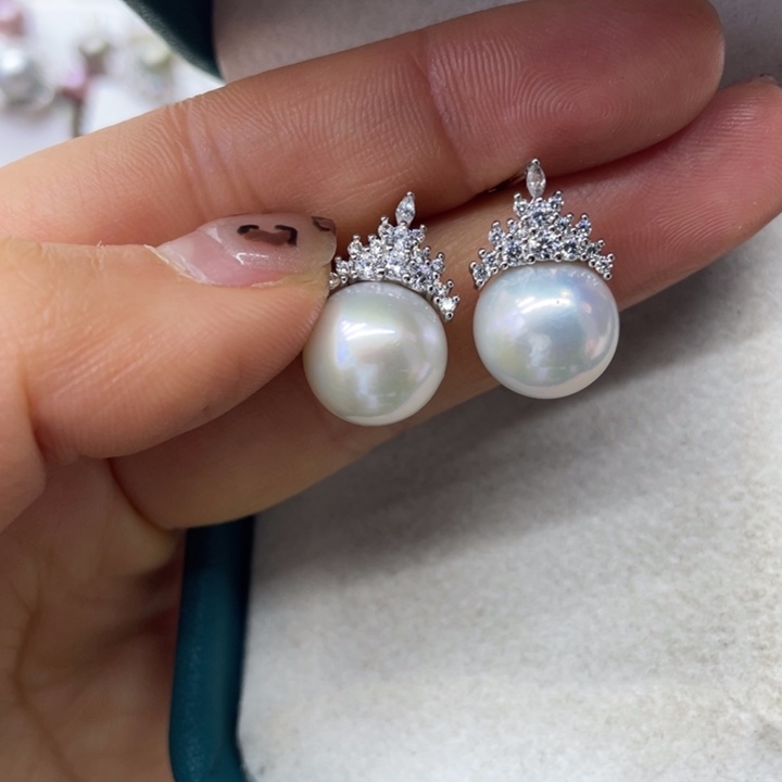 淡水珍珠耳饰银S925镶嵌