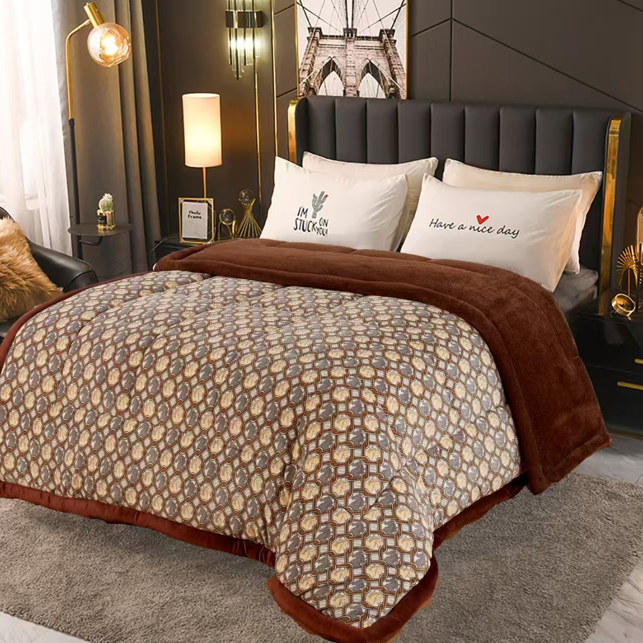 西藏包邮拉萨发货 冬季民族风保暖轻奢风透气化纤被牛奶被 