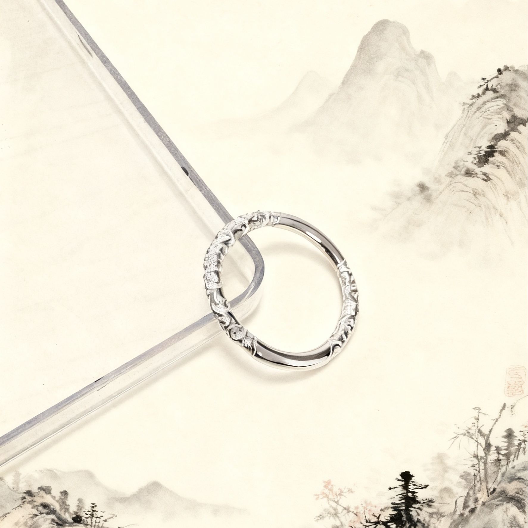 足银戒指 【卷草纹戒指】足银999百搭时尚奢华指环