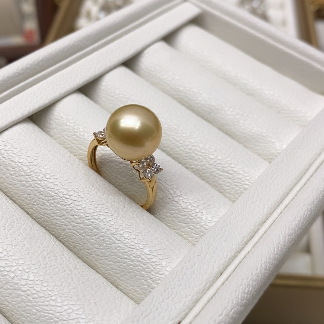 海水珍珠戒圈18K金镶嵌11.9