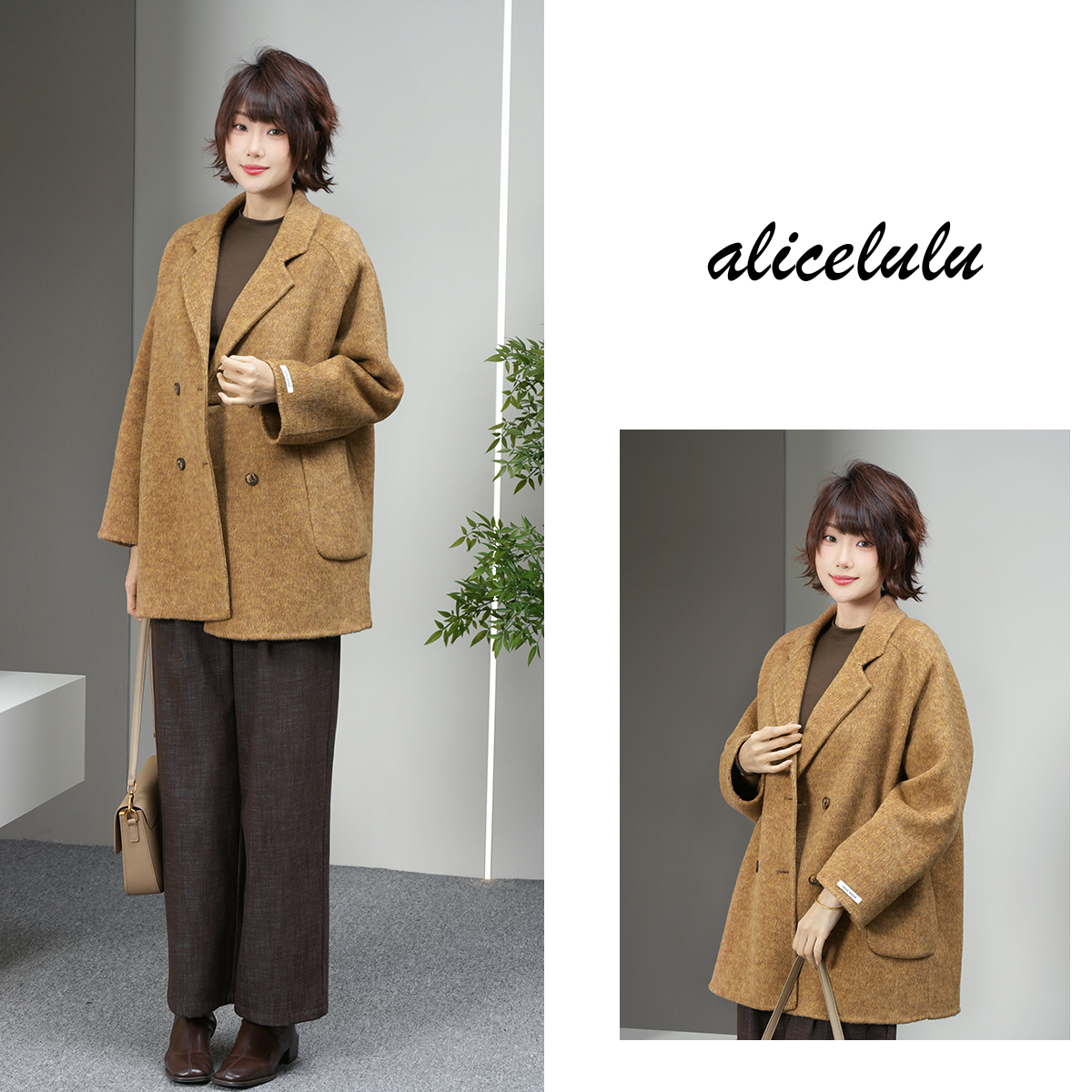alicelulu‘剪裁大师’羊毛大衣温暖细腻率性大气S2145995Tr