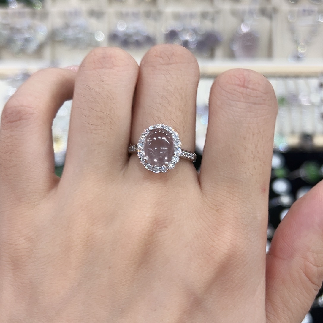 芙蓉石戒指银S925镶嵌