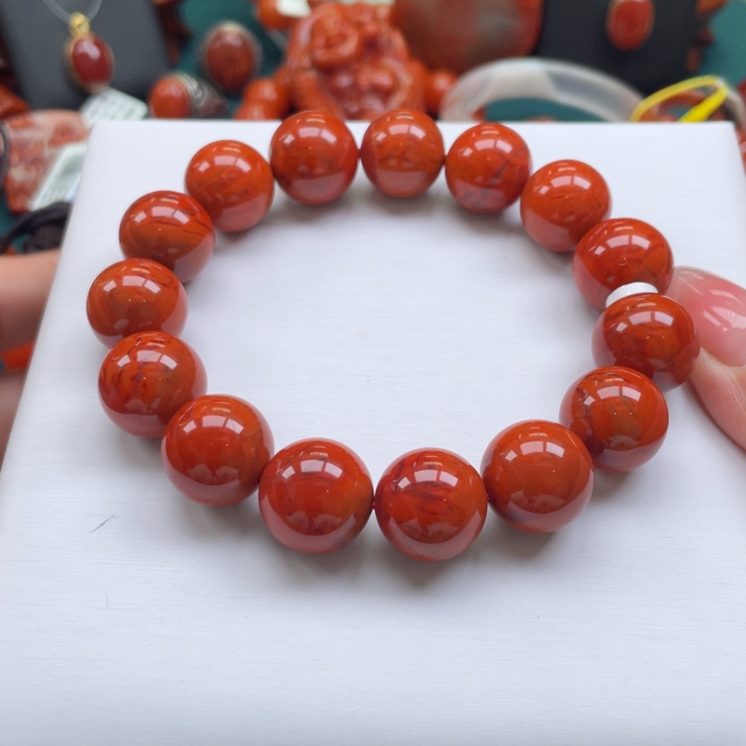 南红玛瑙未镶嵌川料南红虎皮纹单圈15mm
