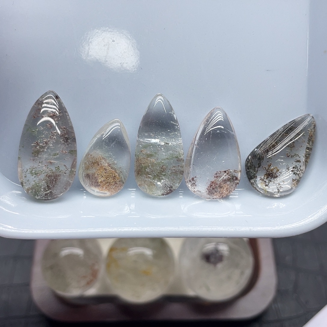 未镶嵌珠宝半成品水晶14幽灵水滴一组