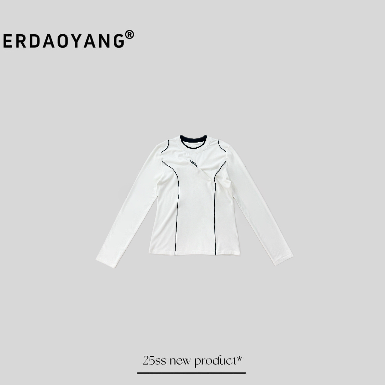 ERDAOYANG "" 秋冬刺绣花纹撞色修身圆领长袖CXG040