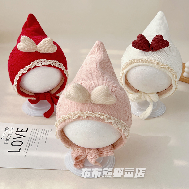 婴儿帽子秋冬季保暖护耳毛线帽女宝宝可爱针织帽婴幼儿冬天精灵帽