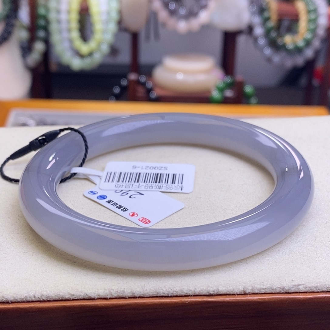 和田玉冰烟紫清货福利圆条手镯61.7圈口未镶嵌