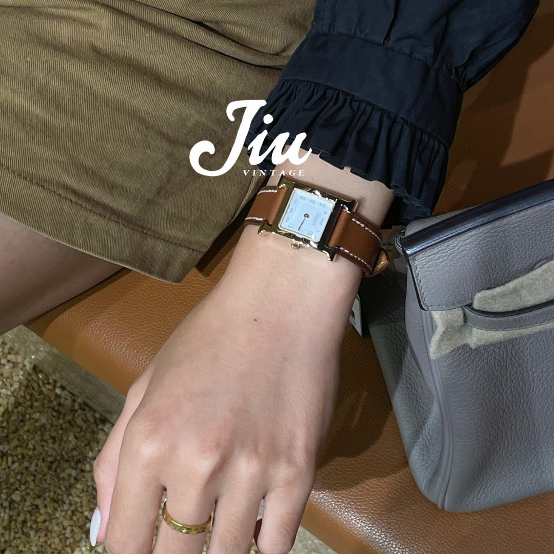 未使用 Hermes/爱马仕 手表金棕金扣25表盘配件 CG15-0114