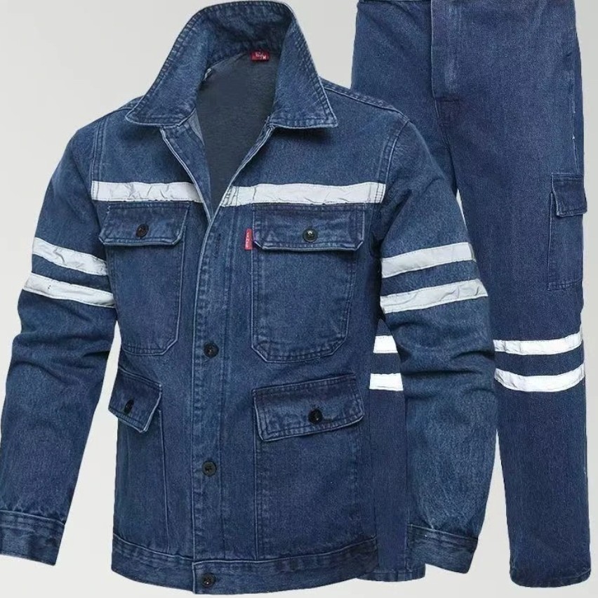 煤矿工作服反光条长袖套装工装制服耐磨耐脏秋冬防烫汽修煤矿男士