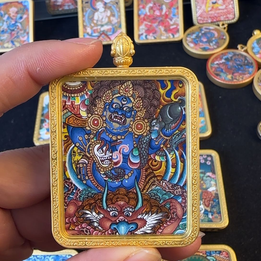 吊坠黑财神热贡唐卡