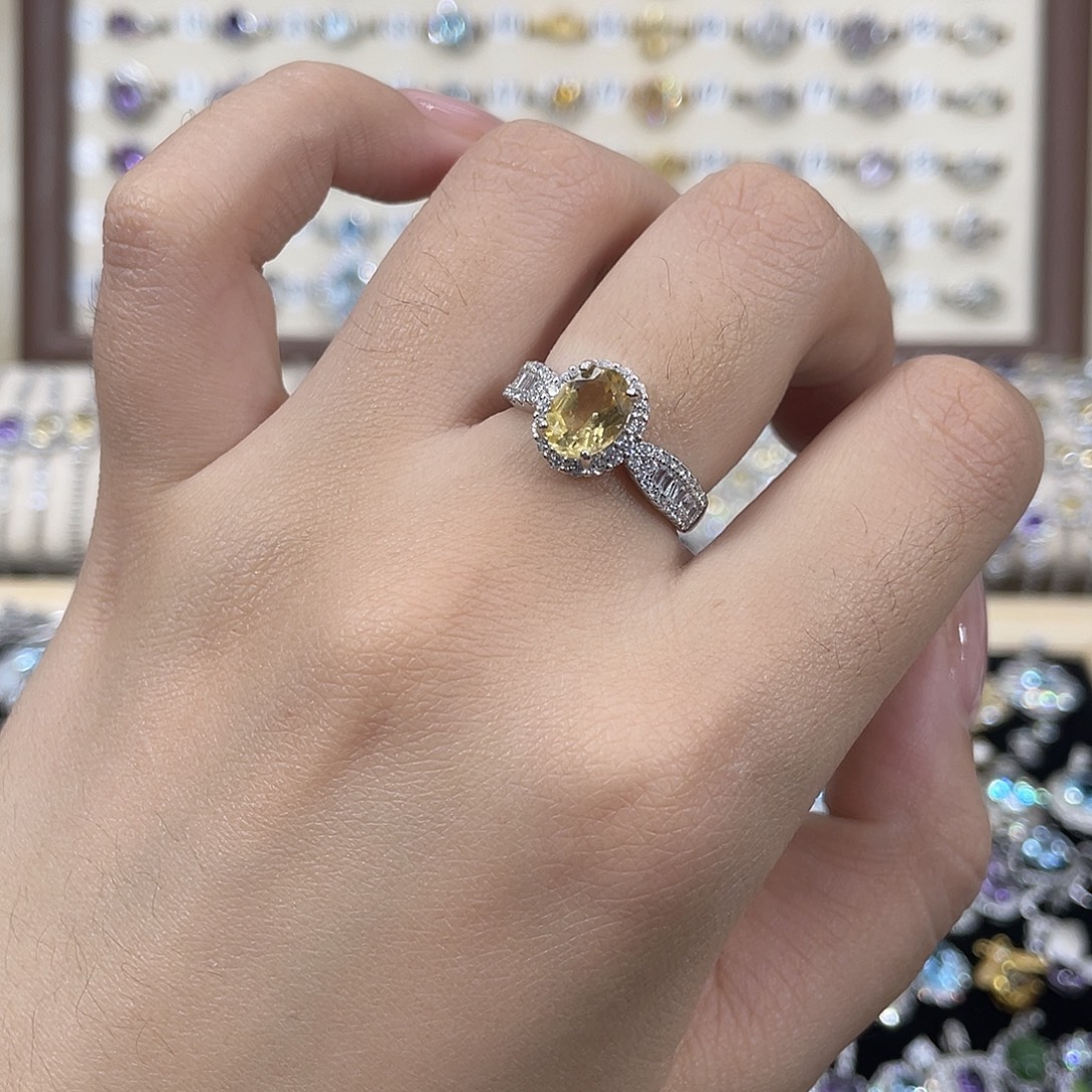 戒指银S925镶嵌黄晶