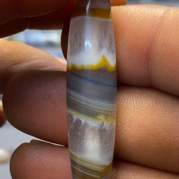 玛瑙/玉髓合金藏风蓝沁海浪花