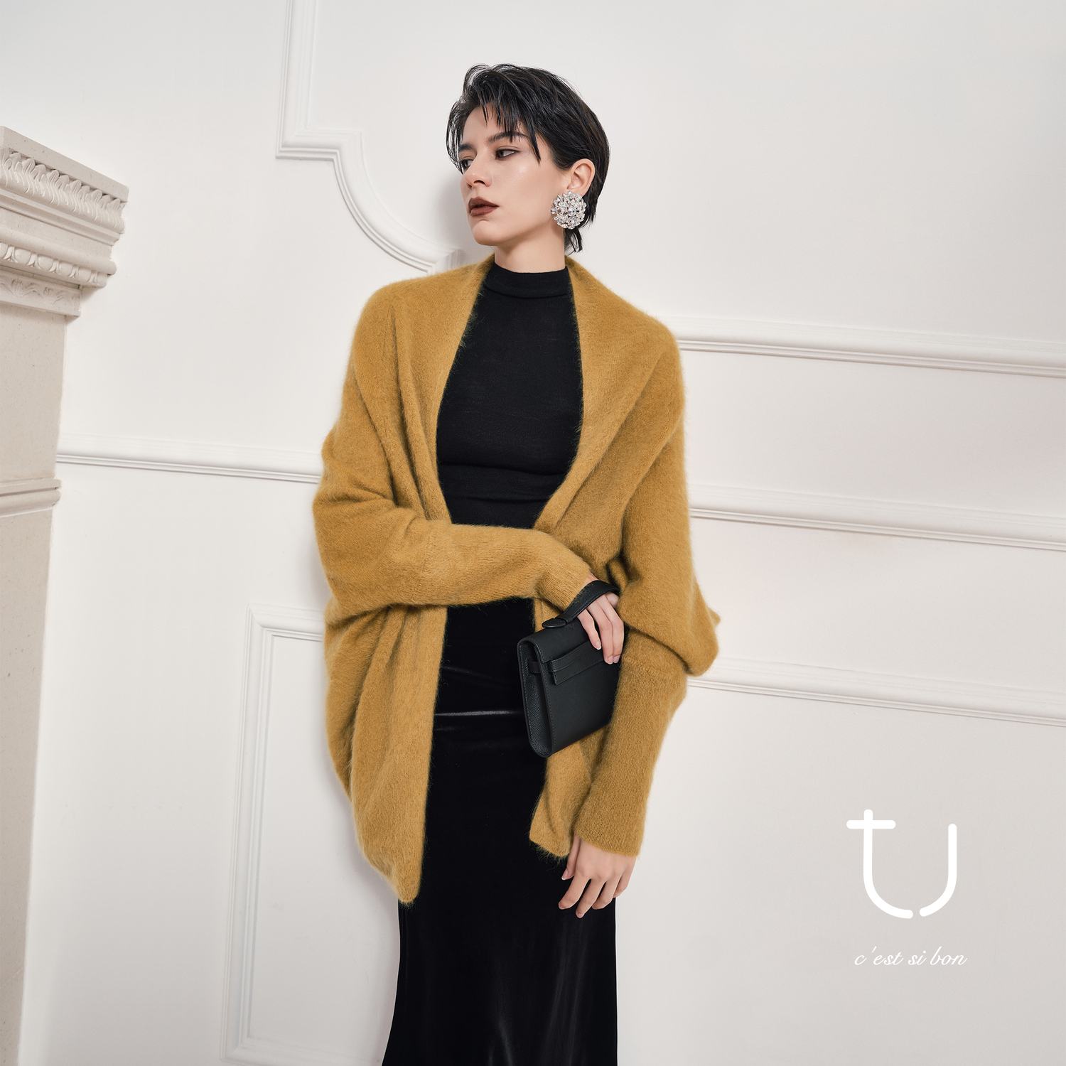 TU女装 沧澜 1oo牦牛绒拉绒25年秋琥珀流光百搭短款松弛感外套