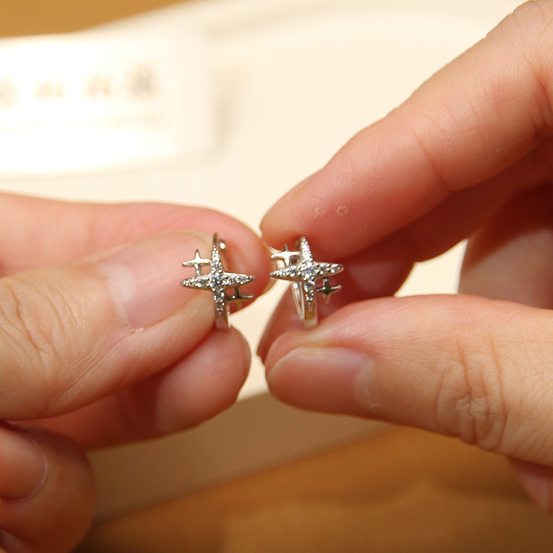 足银耳饰 999纯银耳扣日韩甜原创设计通用耳环简约耳钉百搭N1018