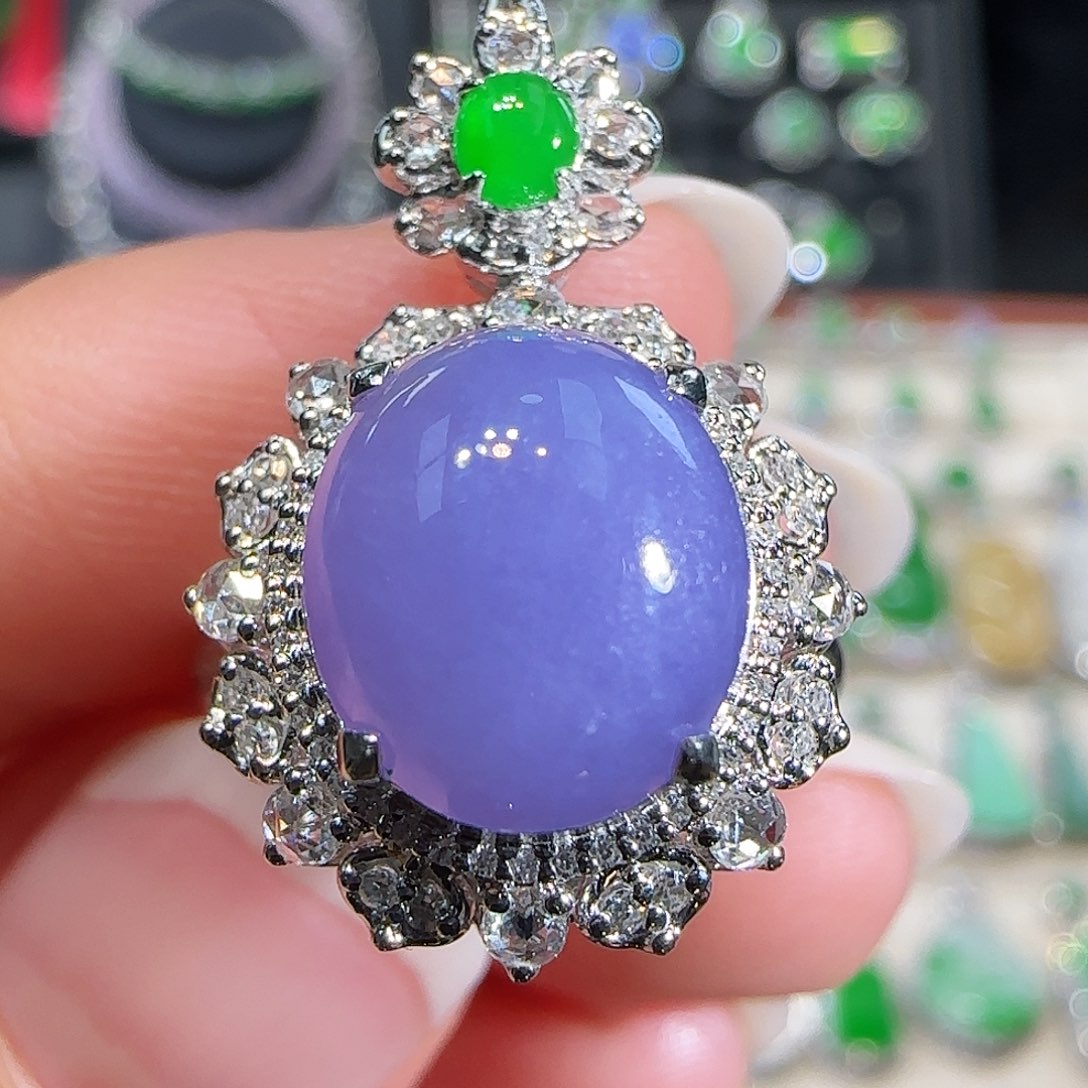 翡翠吊坠(不含链)18K金镶嵌