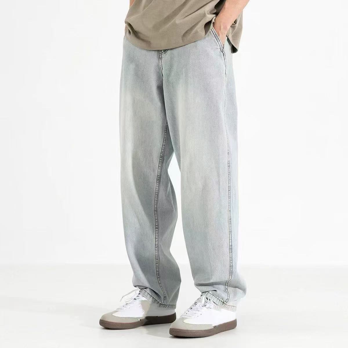 夏季超薄冰感复古水洗做旧宽松牛仔裤直筒裤 N1092 DM25B284