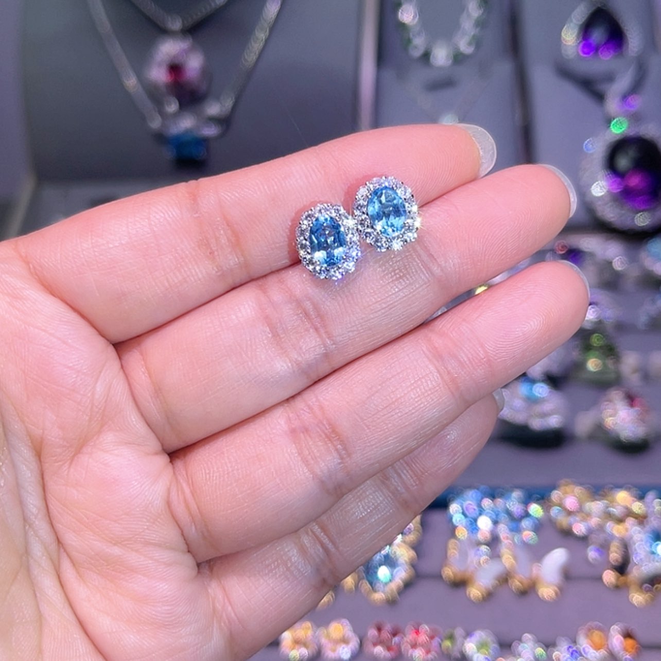 【闪购商品】托帕石耳饰银S925镶嵌