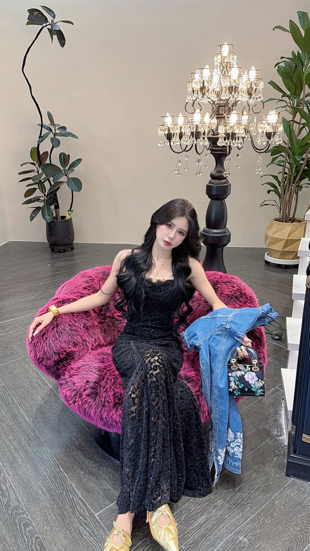 大气元（连衣裙）性感吊带蕾丝鱼尾裙