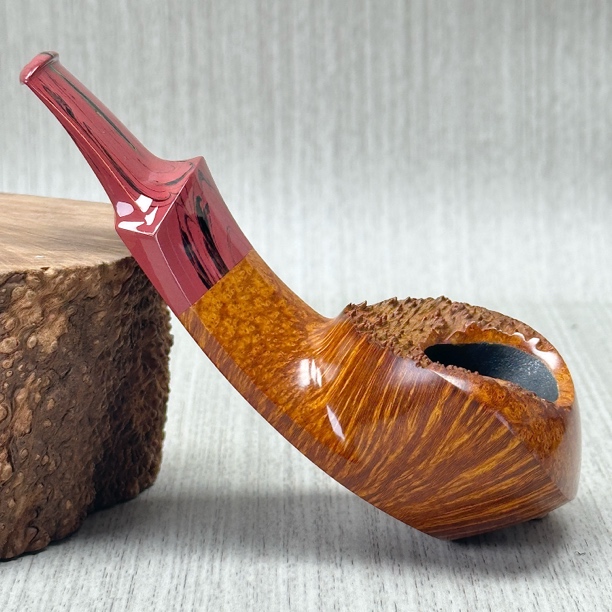 捷克牛排烟斗光面自由式石楠木手工烟斗榴皮宽斗柄坎伯兰斗嘴叼斗