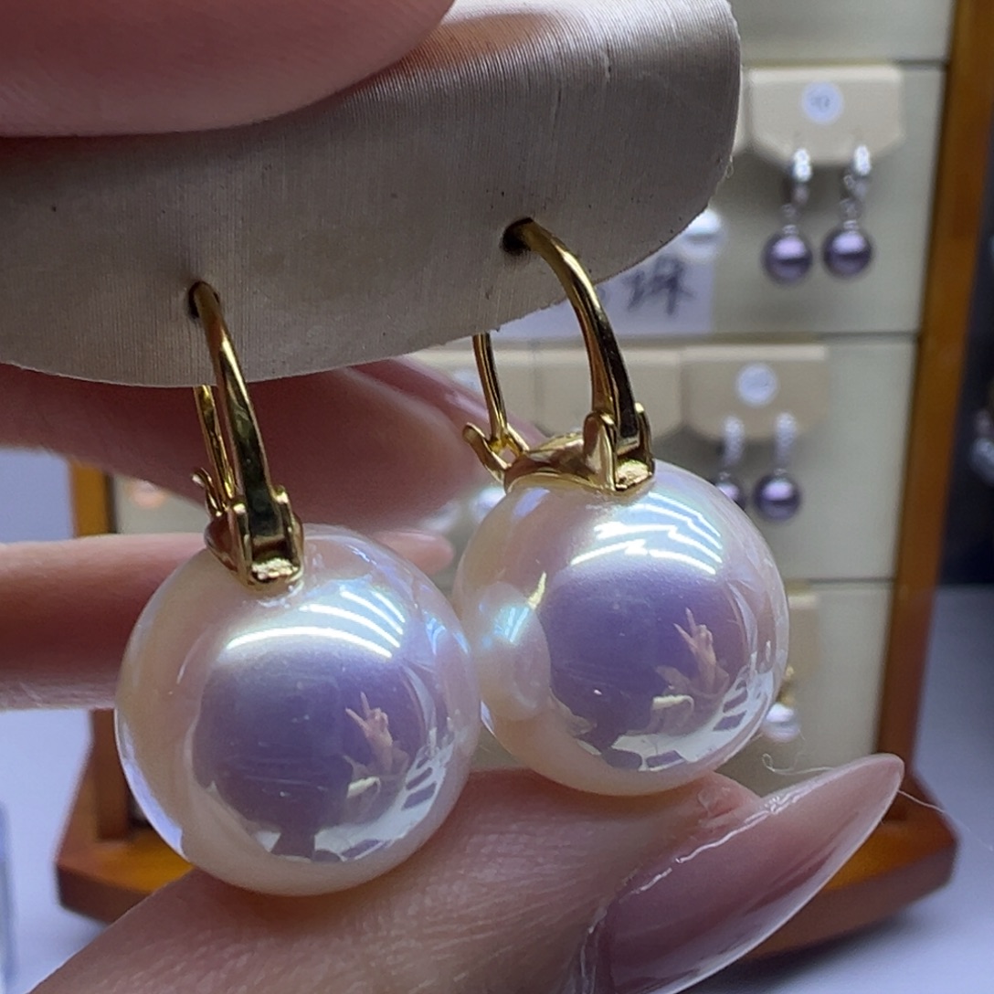 银S925镶嵌淡水珍珠耳饰