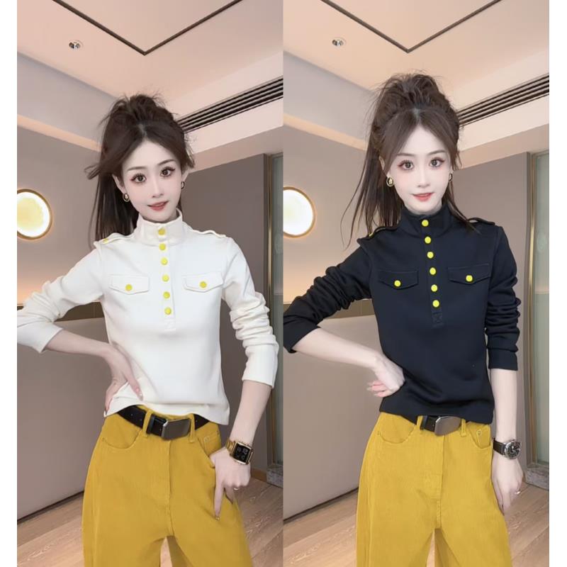 【高领双兜】单件上衣减龄气质长袖时尚宽松设计感修身高领上衣