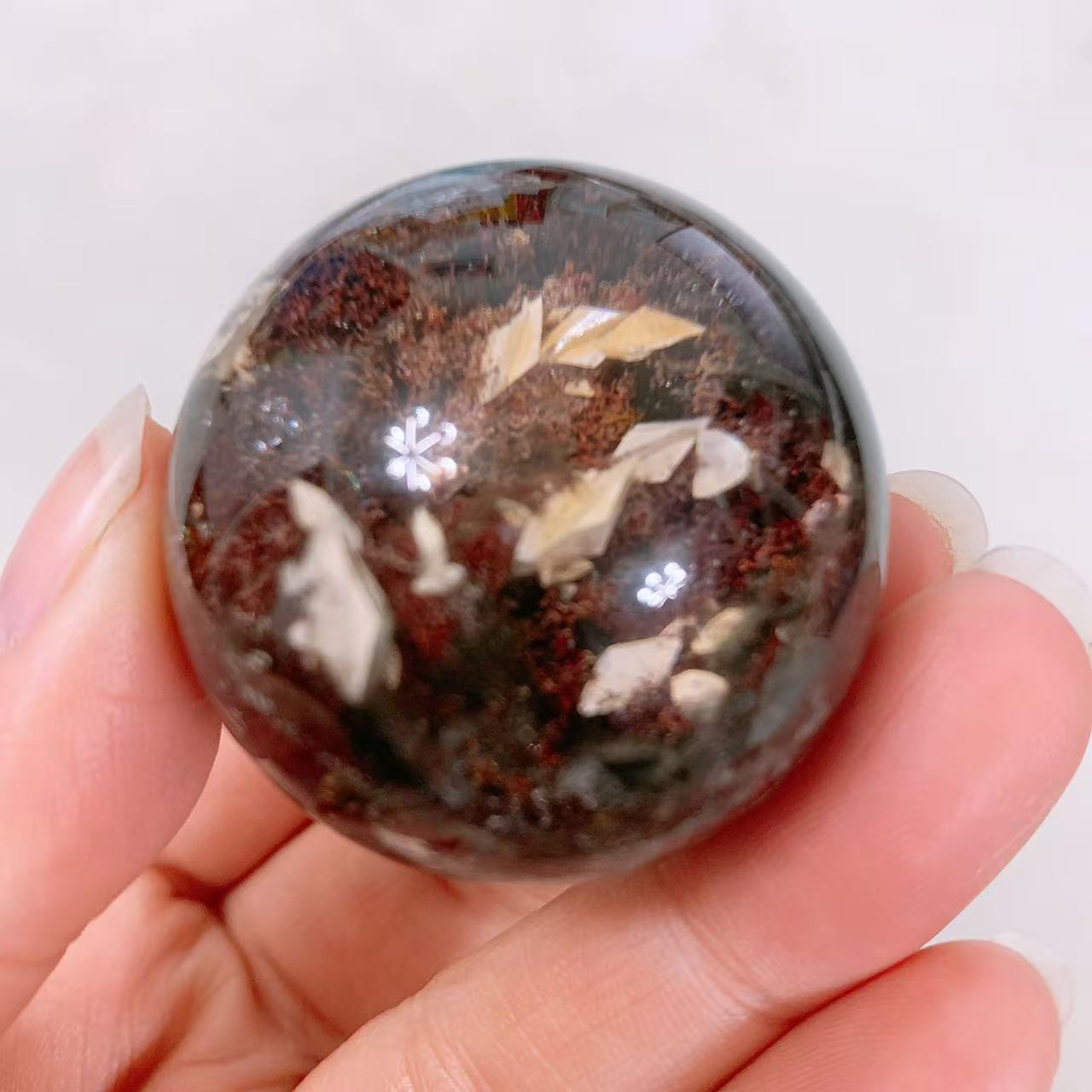天然幽灵特殊看球 天然水晶球 水晶摆件 幽灵球 幽灵摆件 