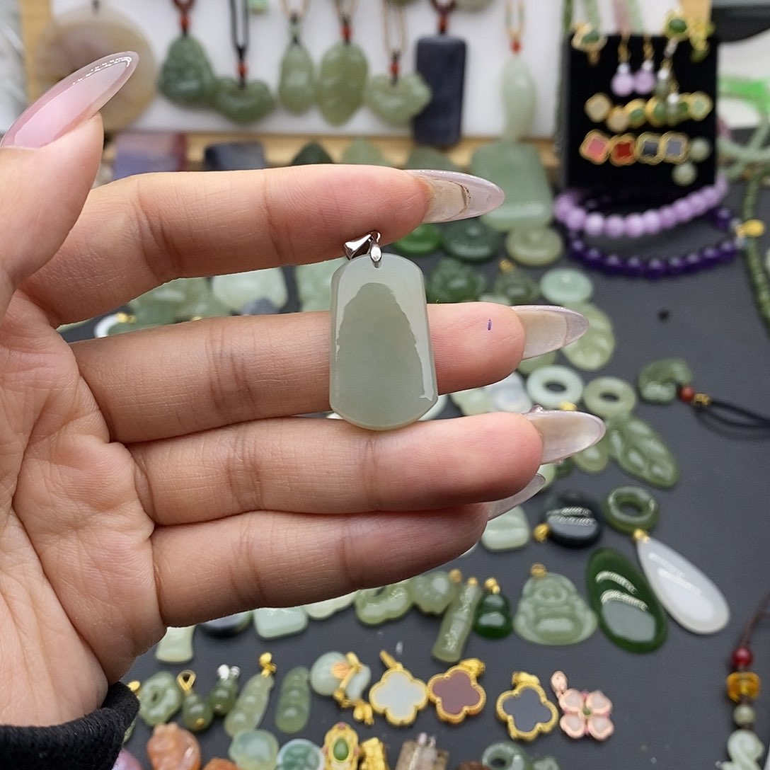 和田玉吊坠(不含链)银S925镶嵌