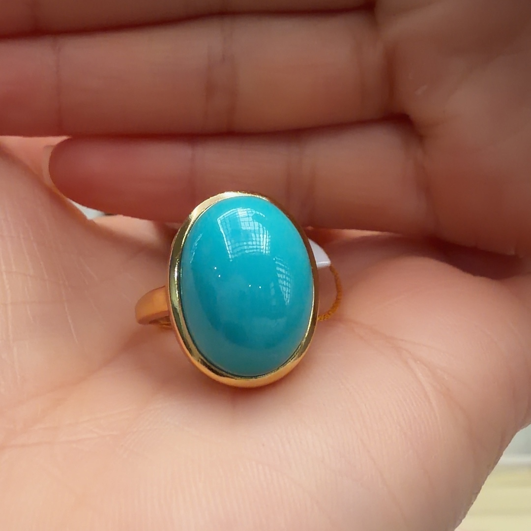 绿松石银S925镶嵌戒指