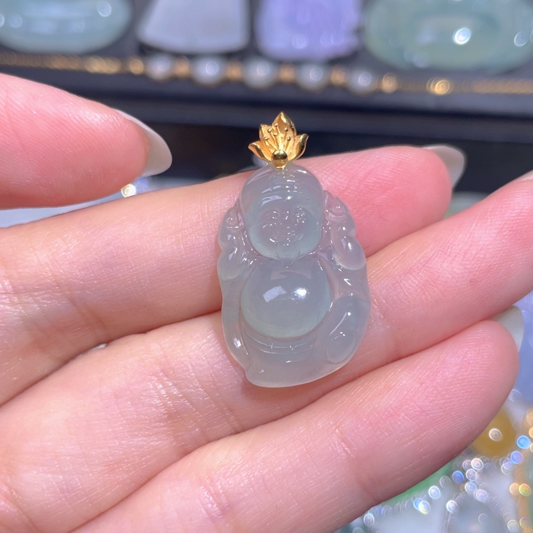 颈饰18K金镶嵌翡翠翡翠