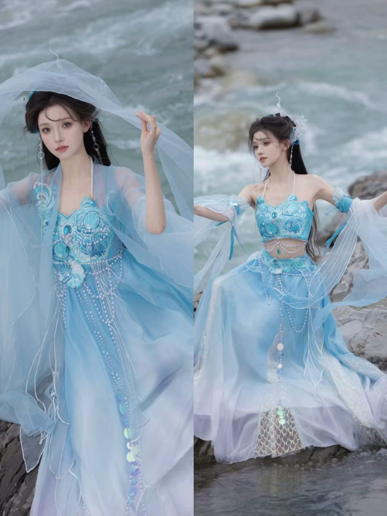 新品【 小人鱼】 原创汉服女异域风春夏季汉元素套装