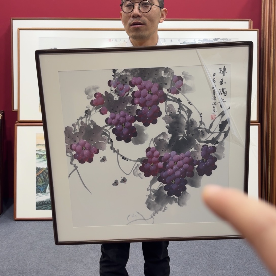 国画带框绘画80/80尺寸